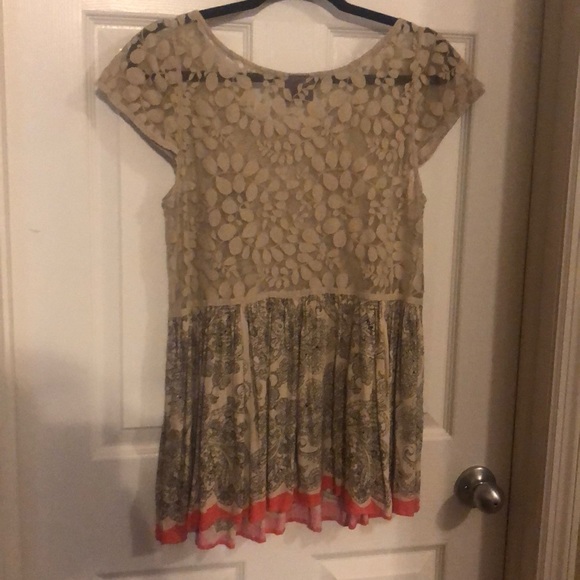 Free People Large babydoll lace and print top - Picture 5 of 5